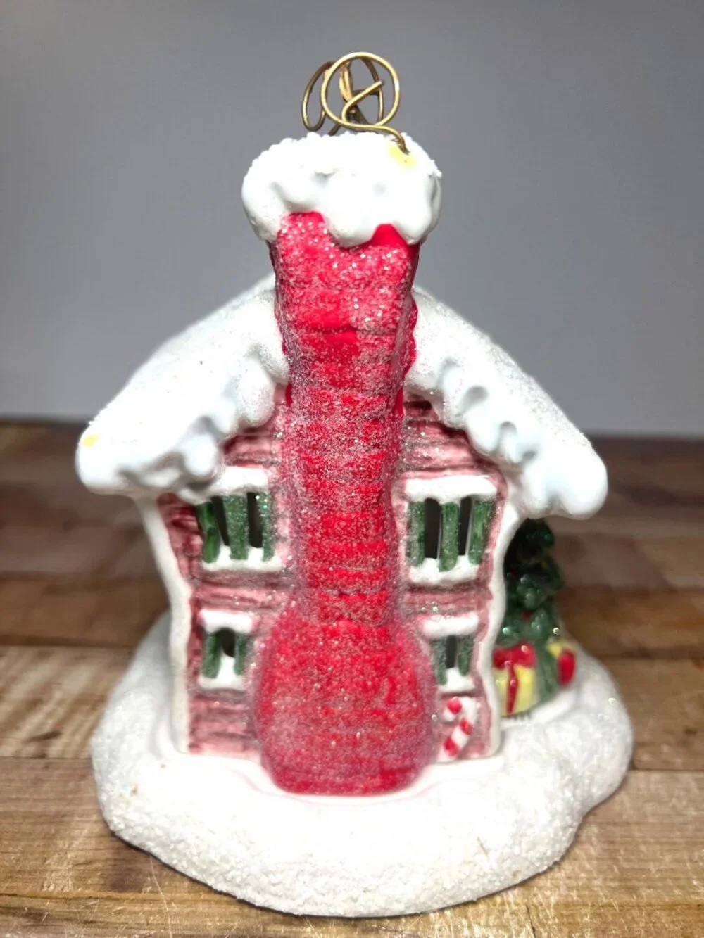 Sears Whole Home Holiday Handpainted Christmas Tealight Candle Holder Snowy Hous